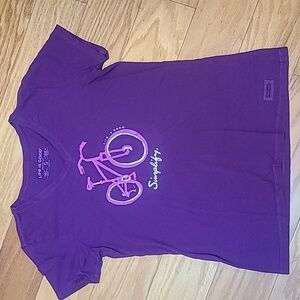 Life is Good Shirt Womens Large Purple Short Sleeve Purple Simplify Bicycle